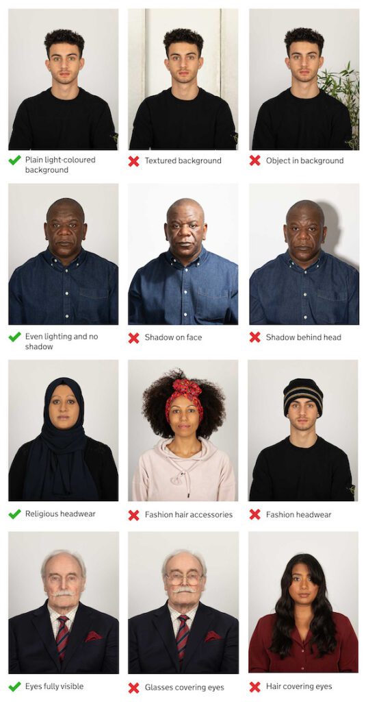 Passport photo image rules form the DVLA