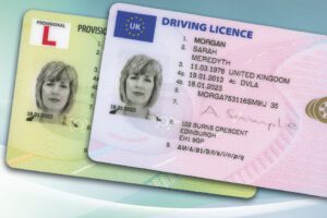 Provisional driving licence example