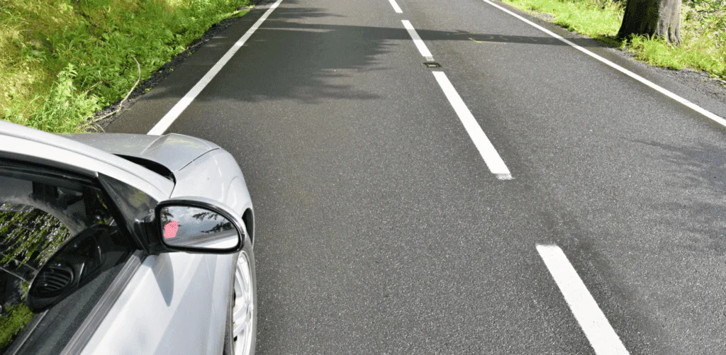 Car parked on a slope