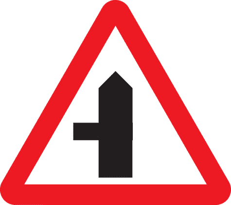 Left side road ahead sign