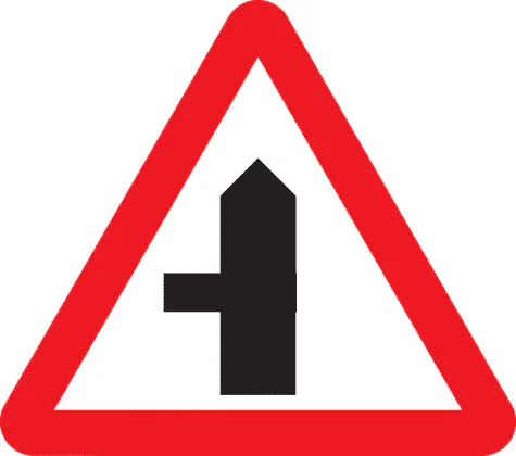 Left side road ahead sign