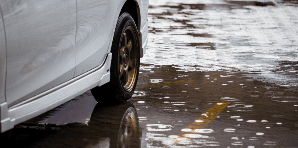 Splashing a Pedestrian with Rainwater