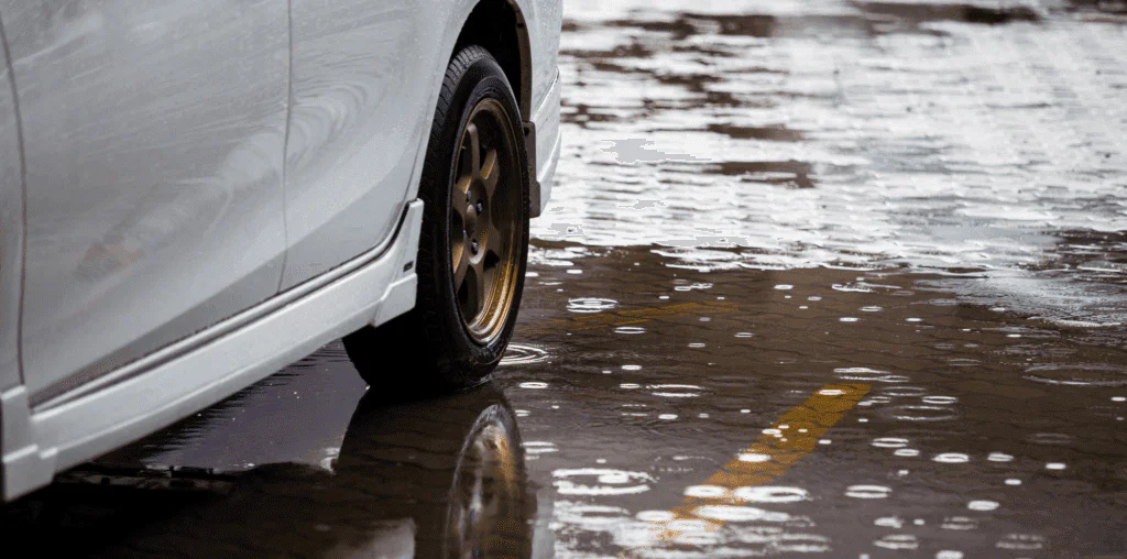 Splashing a Pedestrian with Rainwater