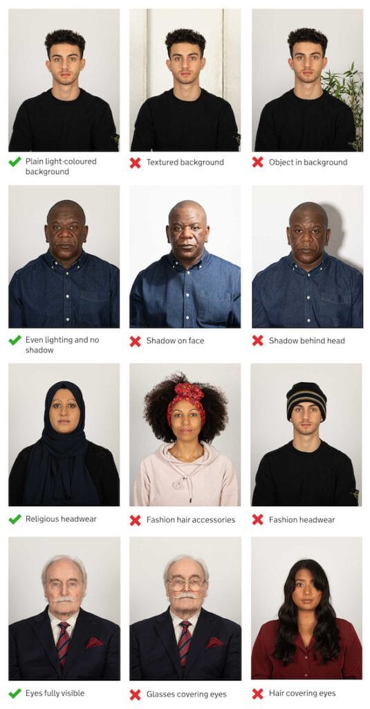 Passport photo image rules form the DVLA