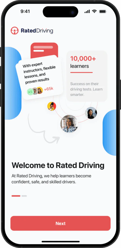 Learner driver with Rated Driving instructor
