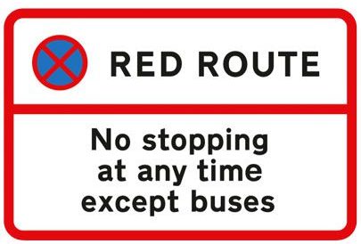 Red route Clearway sign