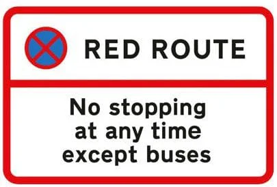 Red route Clearway sign
